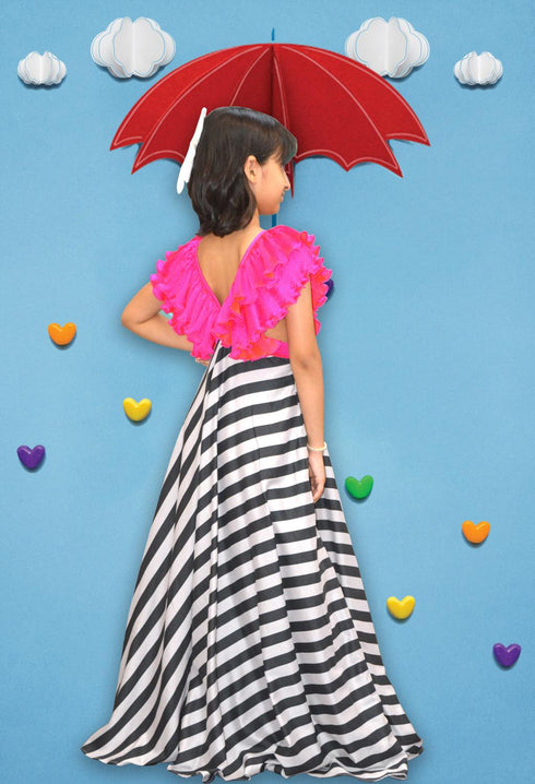 Pink and Black Stripe Long Dress